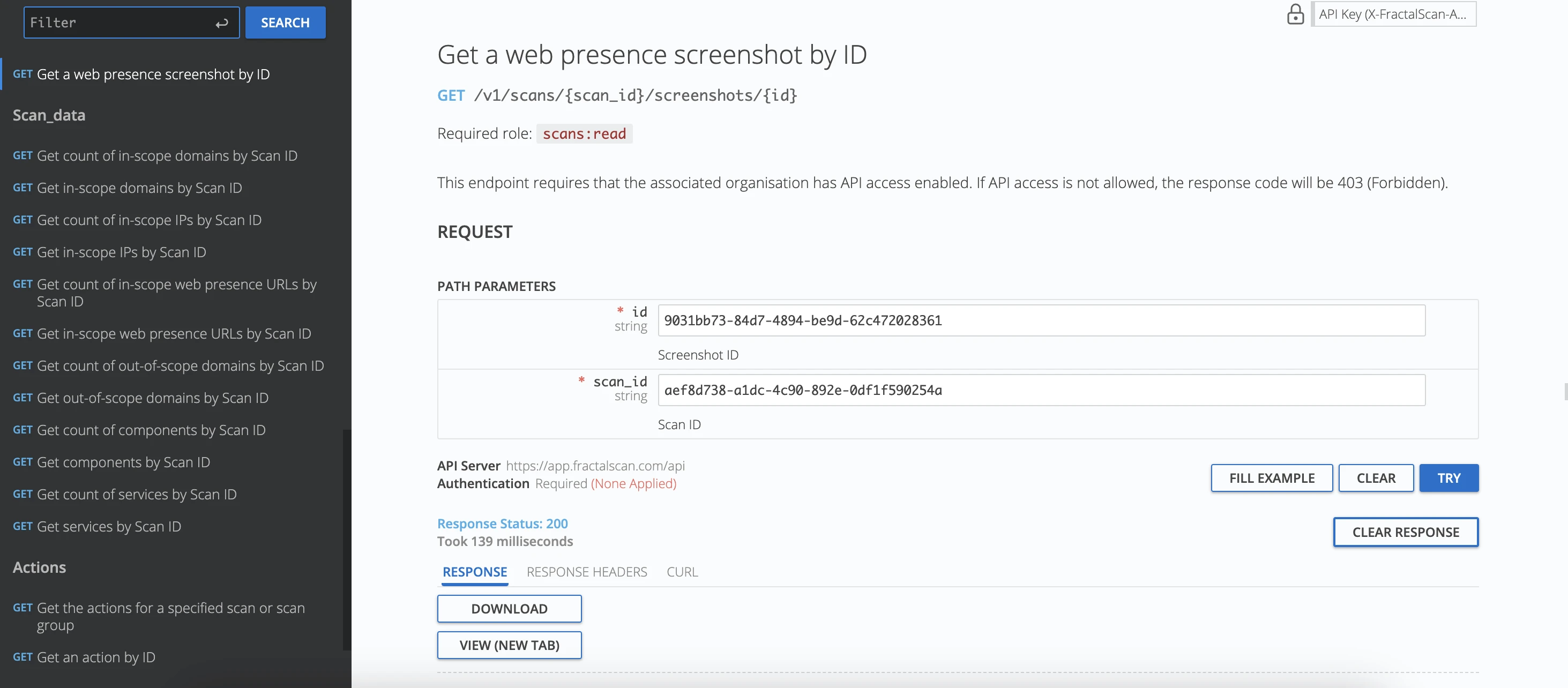 Web presesence screenshot API screen